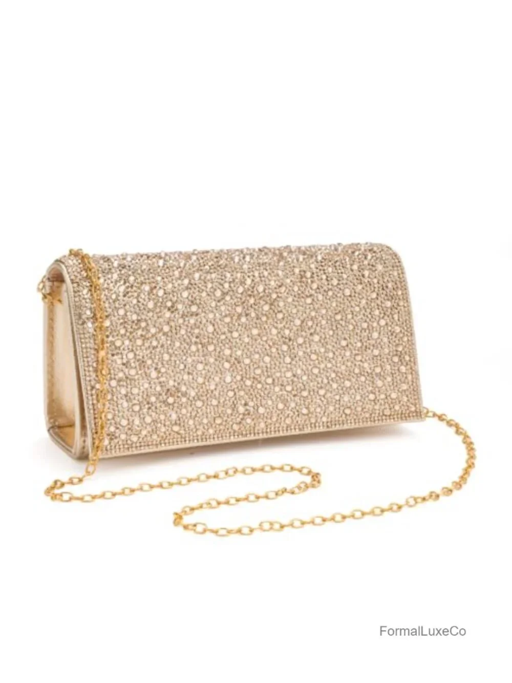 Rhinestone Envelope Flap Clutch with Detachable Chain Evening Bag